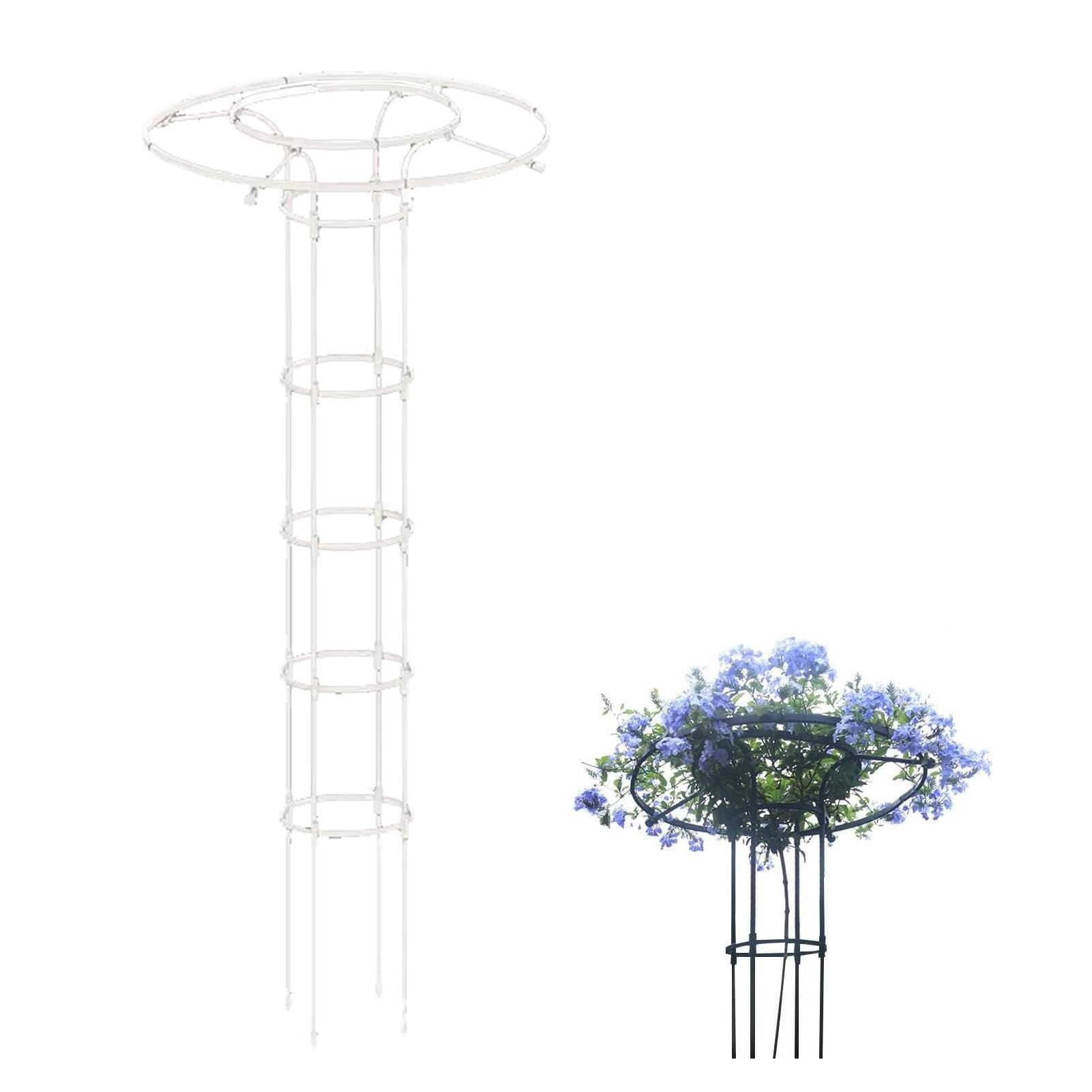 Tonuuoei White,210cm/82.67in, Garden Obelisk Trellis for Climbing Plants, Rustproof Vertical Umbrella Wisteria Tower Potted Plants Flowers Vegetable