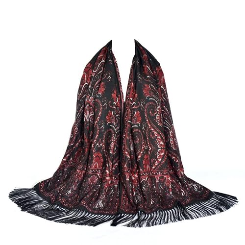 wrtgerht Bohemian Style Scarf Shawl With Tassel, WJb 200x70cm Traditional Russian Style And Ukrainian Style Shawls Scarves