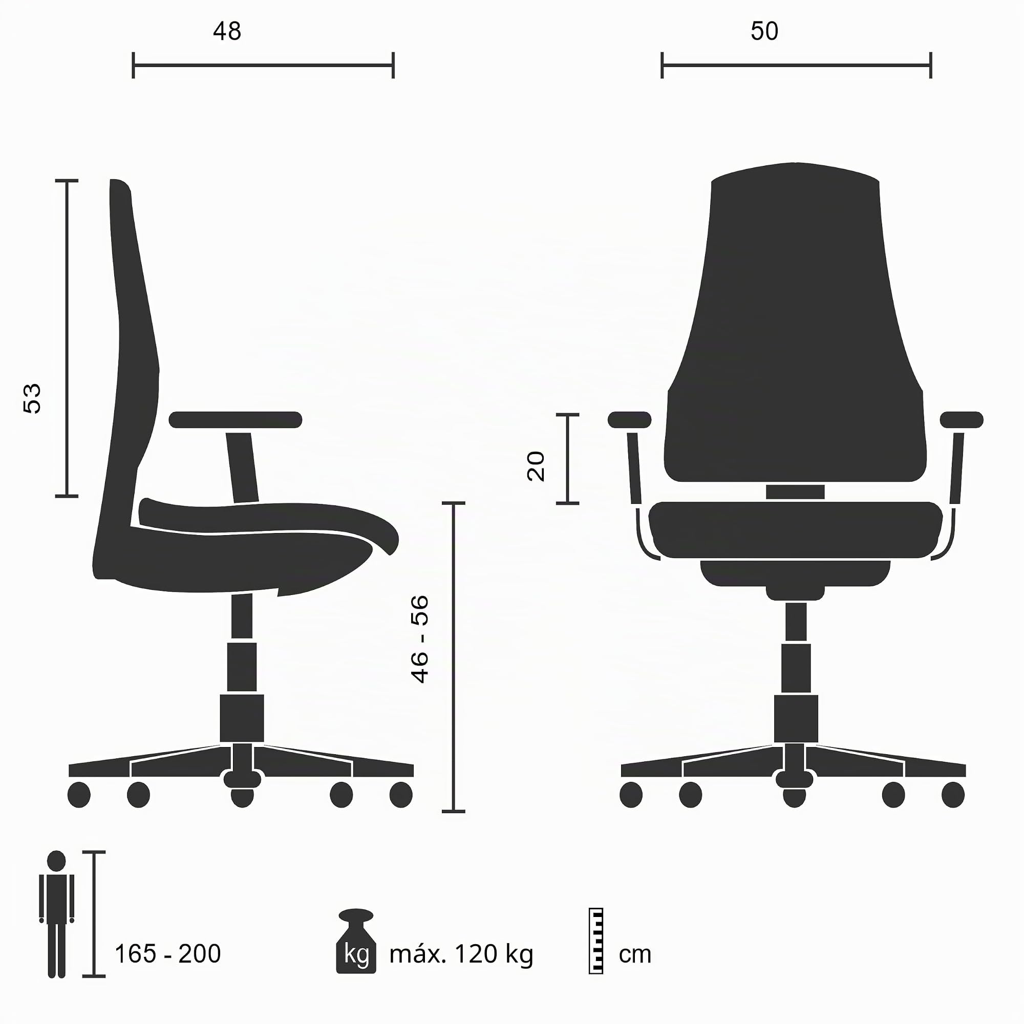 hjh OFFICE 600932 Silla de dirección Villa 10 de Cuero Blanco Silla de Oficina, Respaldo Medio, Regulable en Altura