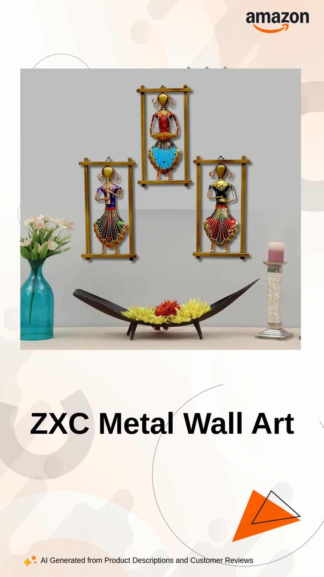 ZXC Rajasthani Musician Metal Wall Art Set of 3 for Living Room