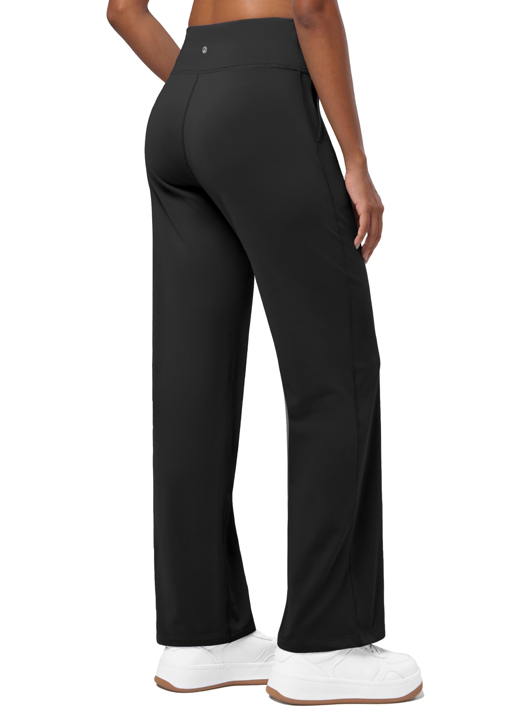 WILLIT Jogginghose Damen Fleece gefütterte Hose Winter Sporthose Warme Yogahose Thermohose Weites Bein Lounge Hose mit Taschen