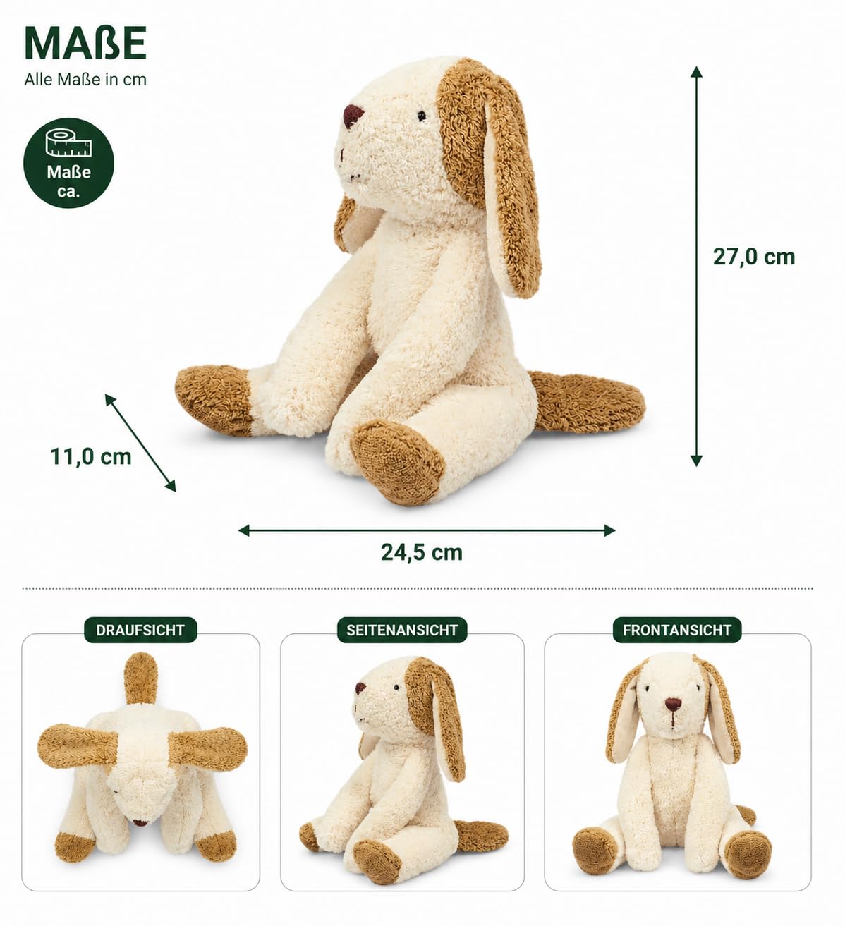 Senger Naturwelt Plüschhund Schlenker weiß-beige 30 cm