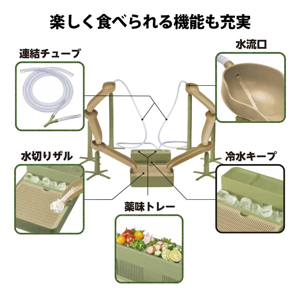 Amazon｜ドウシシャ 流しそうめん器 電池式 最長1.7m 水切りザル 薬味