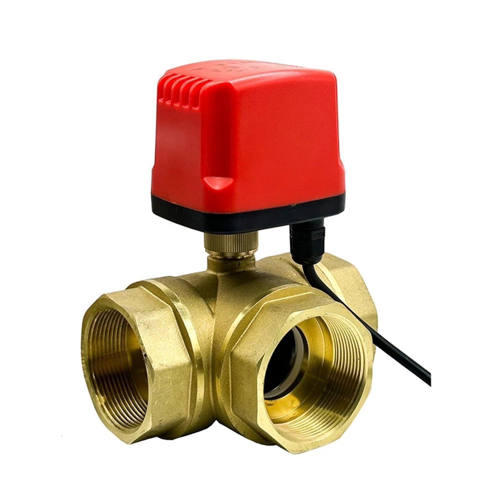 DN50 3 Ways Waterproof Motorized Ball Valve 3-Wire 2 Control Brass Electric Big Torque Metal Motor(T TYPE-220VAC-CR02)