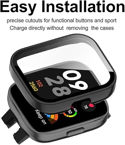 Miniatura 2 de Paquete de 2 Funda con protector de pantalla de vidrio templado compatible con xiaomi redmi Watch 3, dureza 9H de 360, funda protectora ultrafina de