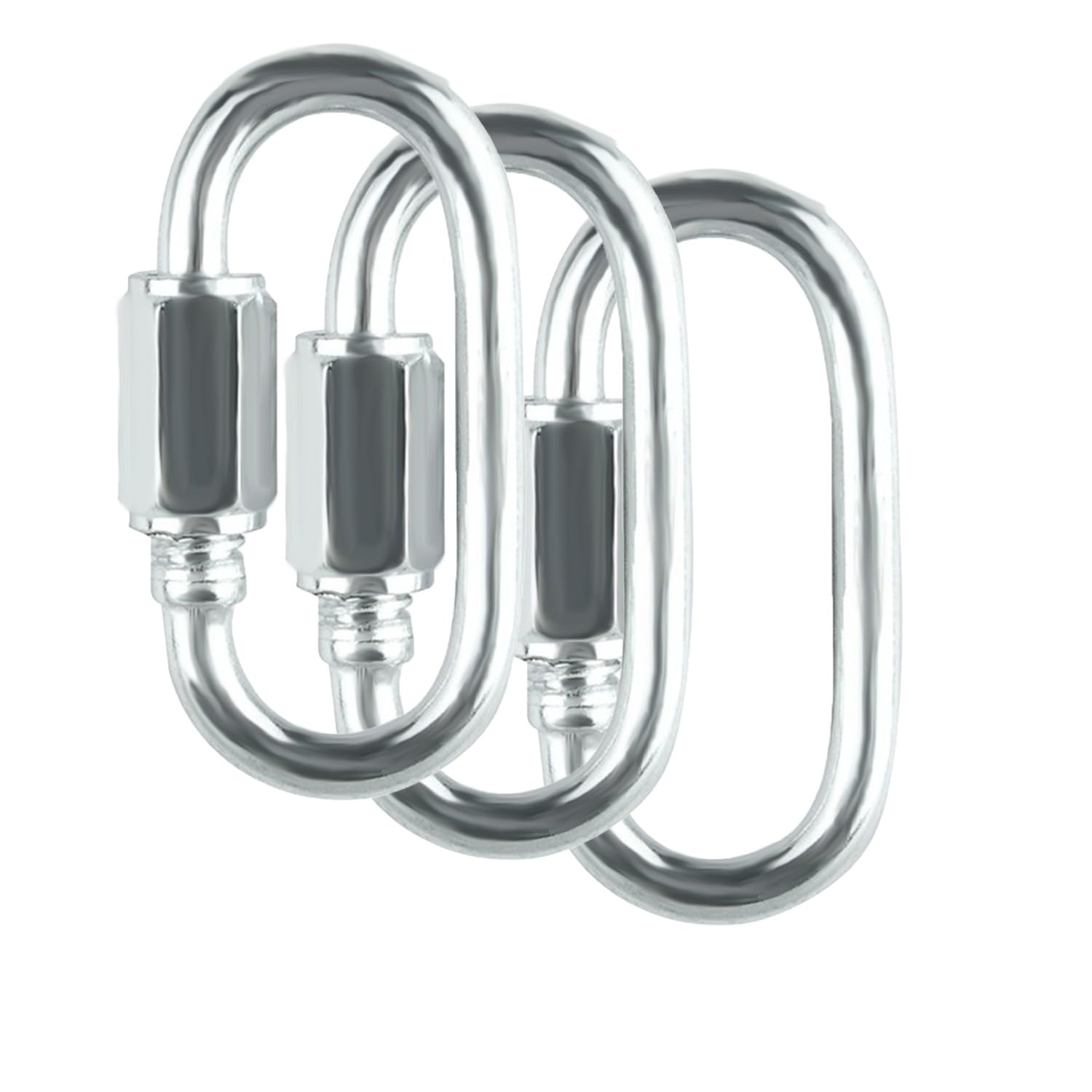 Stainless Steel M8 Chain Link,3PCS 5/16 Quick Link,Oval Locking Carabiner,1524Lbs Capacity,Large Dog Chain,Camping Equipment