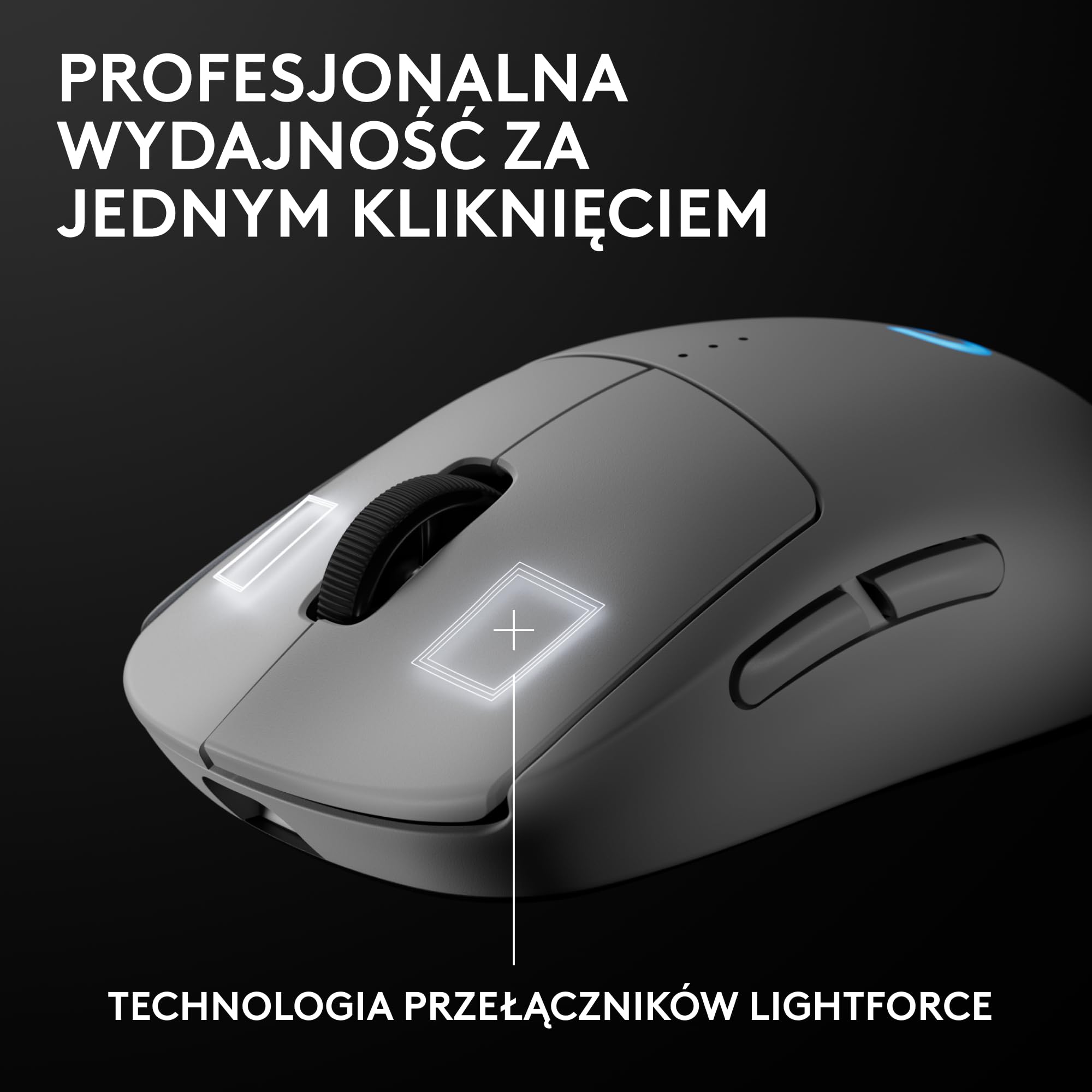 Bezprzewodowa mysz do gier PRO 2 LIGHTSPEED, do 4 konfigurowalnych i przełączanych magnetycznych przycisków bocznych, ładowanie przez USB-C, czujnik 32k DPI do komputerów PC/Mac