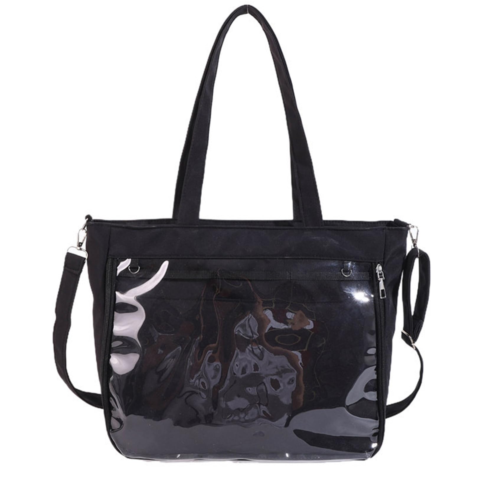 Tsawntd Unisex Black Ita Bag Crossbody Canvas Pin Bag With Front Clear Display Ita Purse With Adjustable Straps