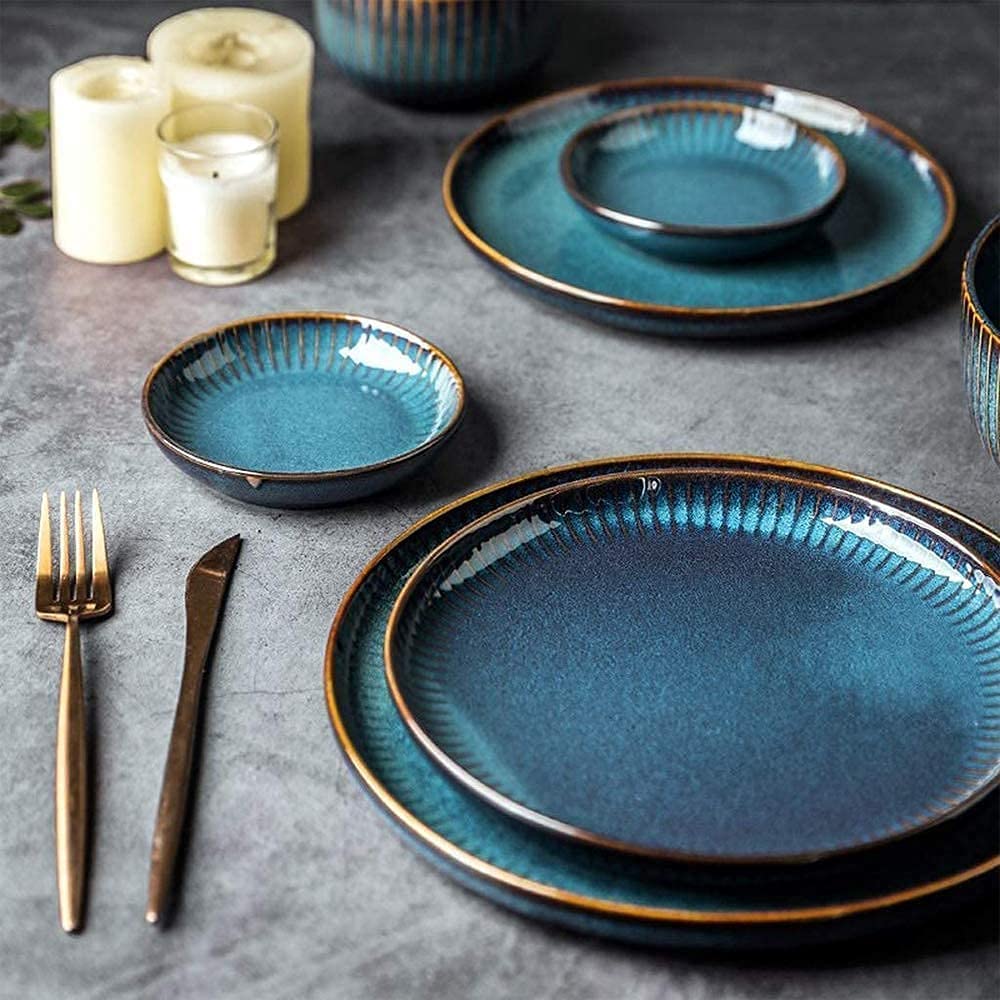 H3TF5J Luksusowe ceramiczne zastawy stołowe, 28-częściowy zestaw stołowych, stołowy, wypalany w wysokiej temperaturze Zdrowa porcelana, Family Gathering Restaurant zastawa stołowa, ręcznie malowane