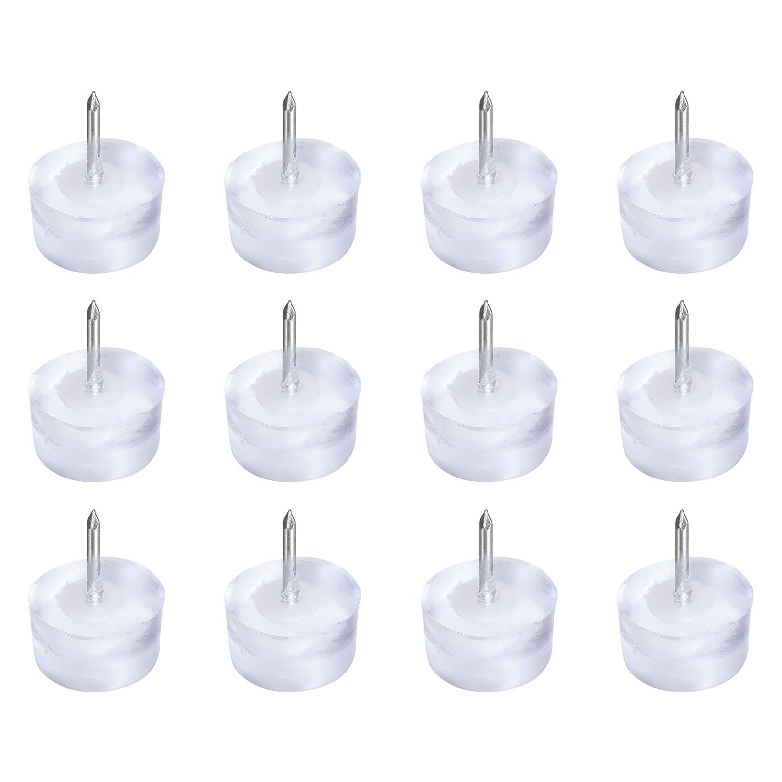 sourcing map 12Pcs Furniture Sliders, 16mm Round Plastic Furniture Guides Nail-on Pads, Hardwood Floor Protectors for Chair, Table, Desk, Cabinet Leg, Transparent Blue