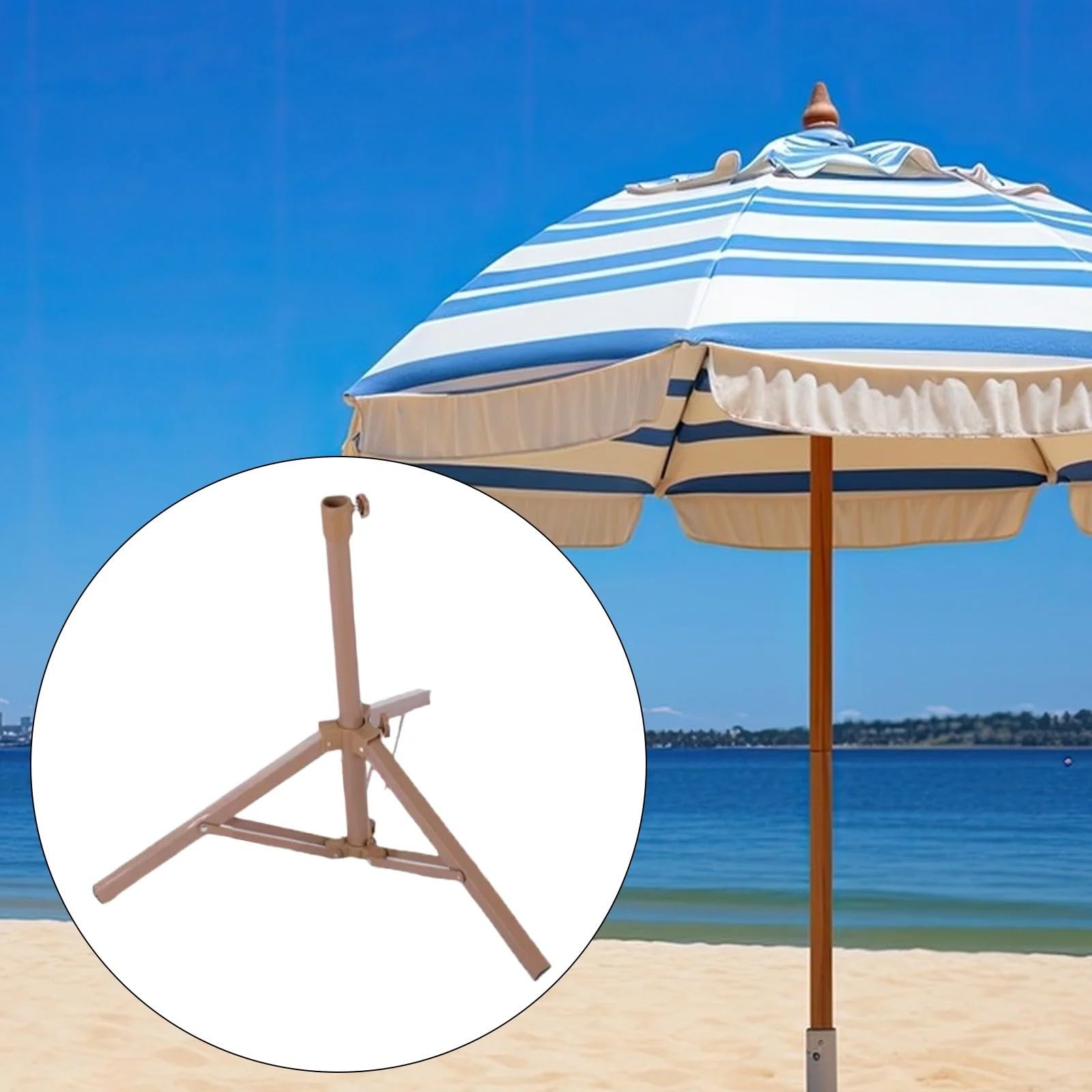 Wytrzymały stojak na parasol na zewnątrz składana metalowa podstawa z uchwytem na wodę idealny na plażę ogród patio trawnik i piasek wytrzymały uchwyt na osłonę przeciwsłoneczną (4)
