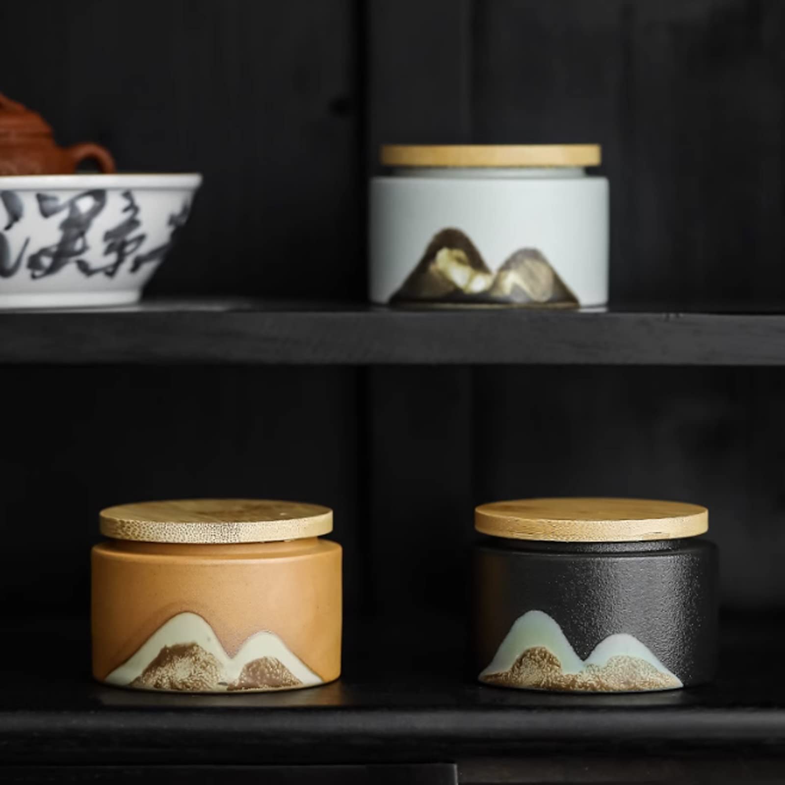 Pojemnik na kawę z pokrywką Przenośny ceramiczny słoik na herbatę, retro, uszczelniony Puszki na herbatę(Biały)