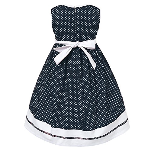 Richie House Girls' Summer Dress with White Dots and Ribbon RH0317 Size 3-12Y2