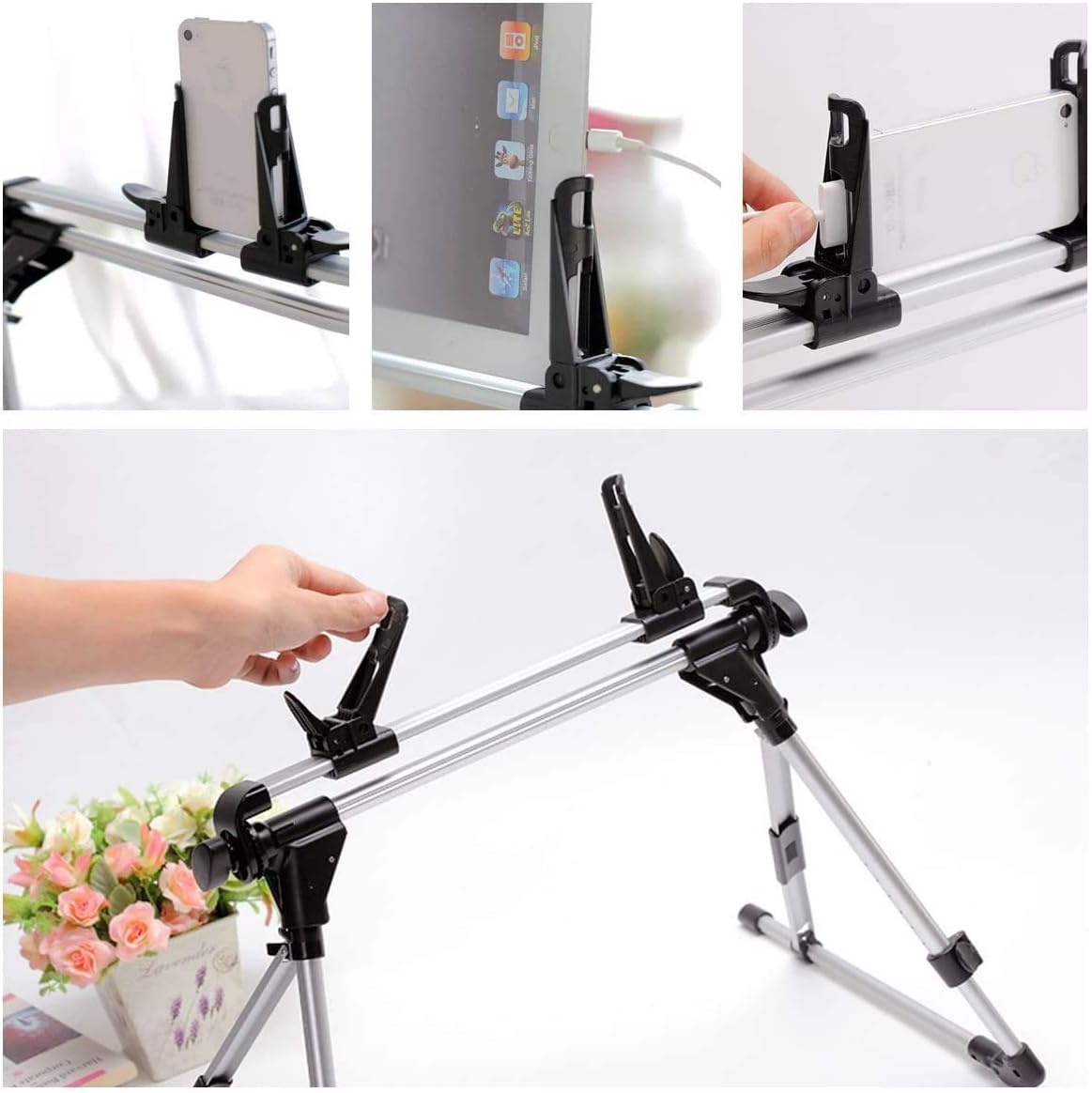 Free Shipping 🛒 StillCool Tablet Holder for Bed, Adjustable and Foldable Tablet Stand Holder Fit for iPad iPhone Cellphone Tablet Kindle (Black)
