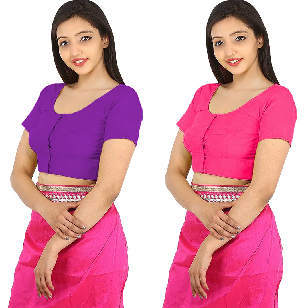 namita Women's Rubia Cotton Half Sleeve Readymade Blouse (U-COT-COM-2-DARKPURPLE-FROLY-38_Dark Purple, Froly_38)-picture-25