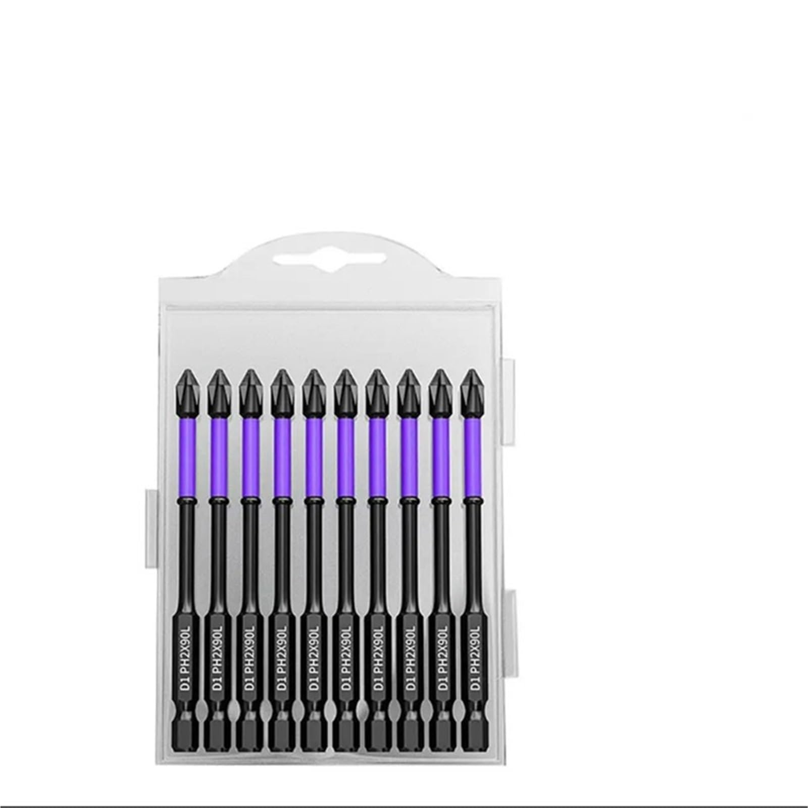 Eretyret One Color Non-Slip Impact Batch Head Strong Magnetic Cross High Torque Hardness Screw Waterproof Ph2 Screwdriver Bits Set Easy To Carry(10Pcs 90Mm)