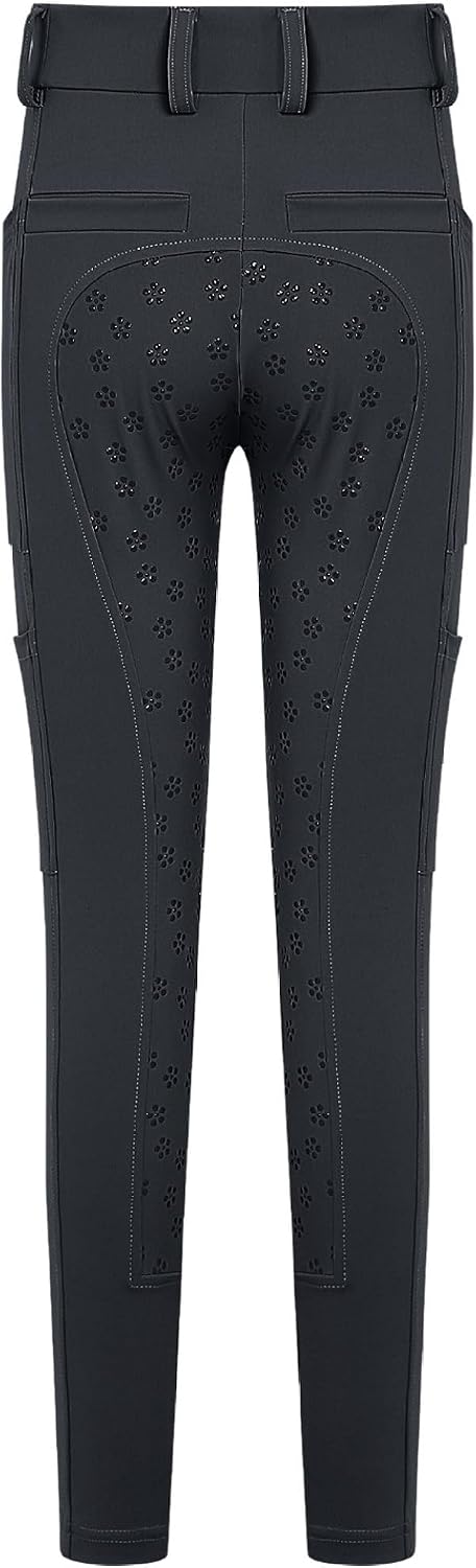 Kids Girls Riding Breeches Leggings Silicone Full Seat High Waist Equestrian Riding Tights