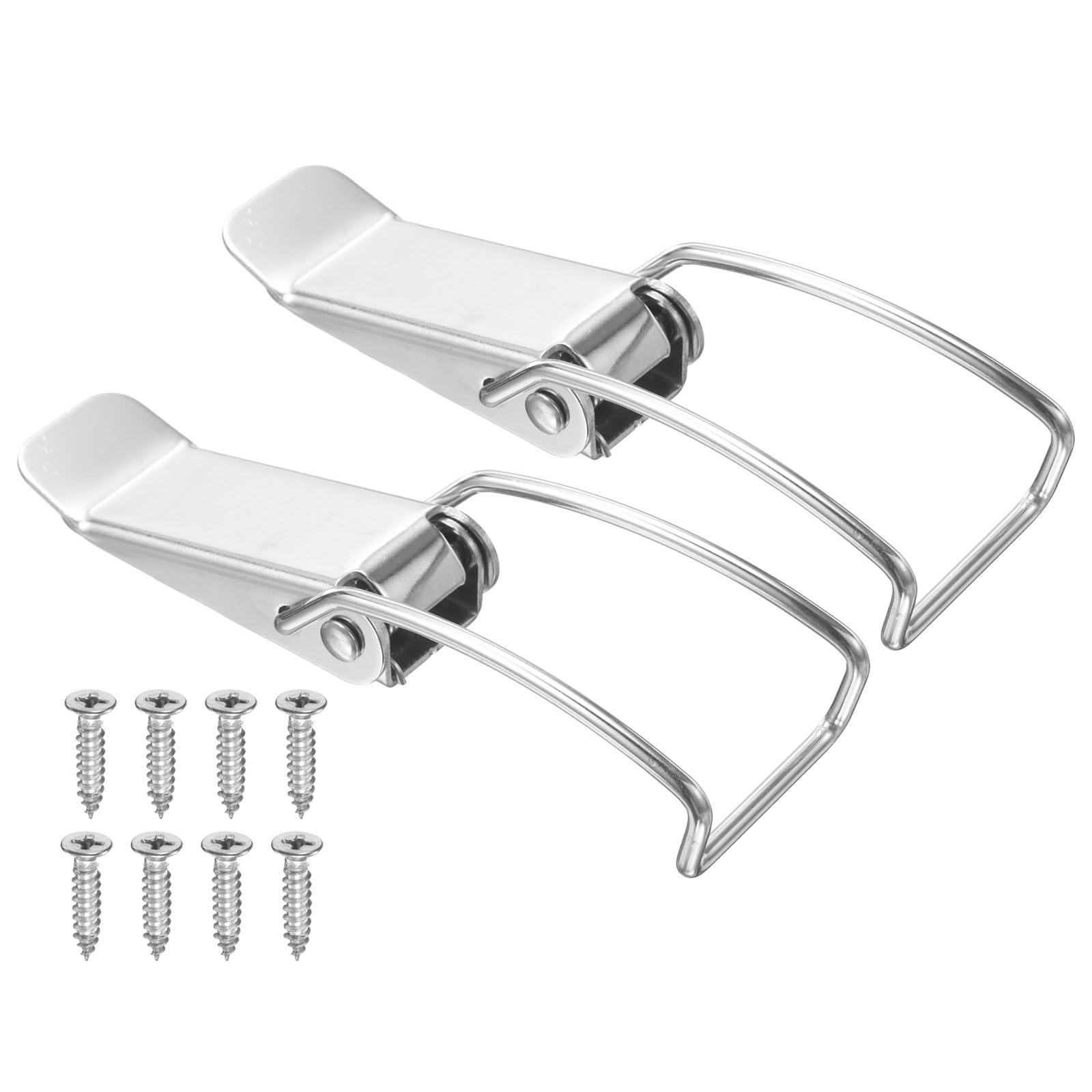 PATIKIL 2 Pcs Stainless Steel Spring Loaded Toggle Latch, 117mm/4.6" Clamp Catch Hasp Lock with Mounting Screws for Cabinet Door Barn Wooden Case Chest