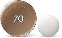 Google Nest Learning Thermostat 4th Gen (2024) with Temperature Sensor - Energy-Saving Smart Thermostat, Polished Gold, Alexa/HomeKit Compatible