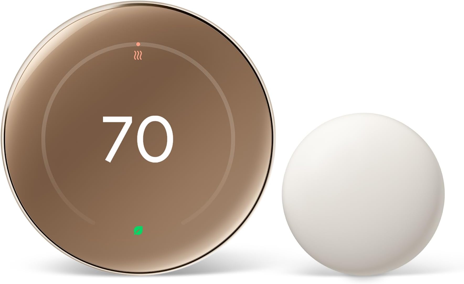 Google Nest Learning Thermostat (4th Gen, 2024) with Nest Temperature Sensor - Energy Saving Smart Thermostat - Compatible with Alexa, Apple HomeKit and Google Home App - Polished Gold