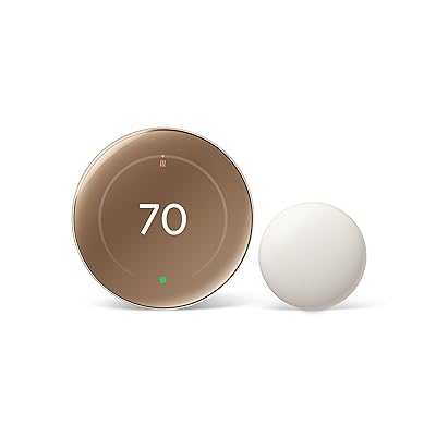 Google Nest Learning Thermostat (4th Gen, 2024) with Nest Temperature Sensor - Energy Saving Smart Thermostat - Compatible with Alexa, Apple HomeKit and Google Home App - Polished Gold