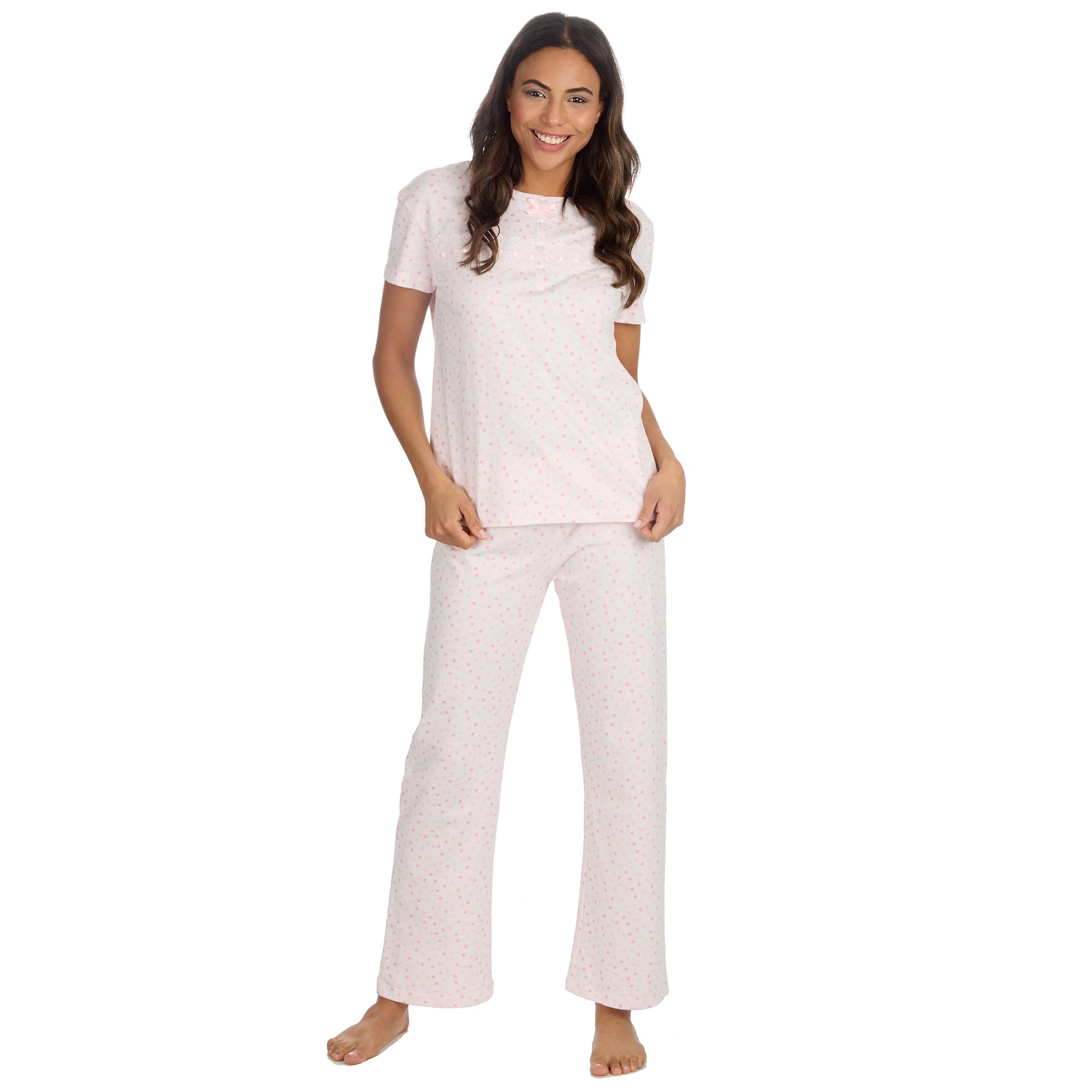 Undercover Ladies Long Cotton Pyjamas 34B1952 Pink Spot 22-24