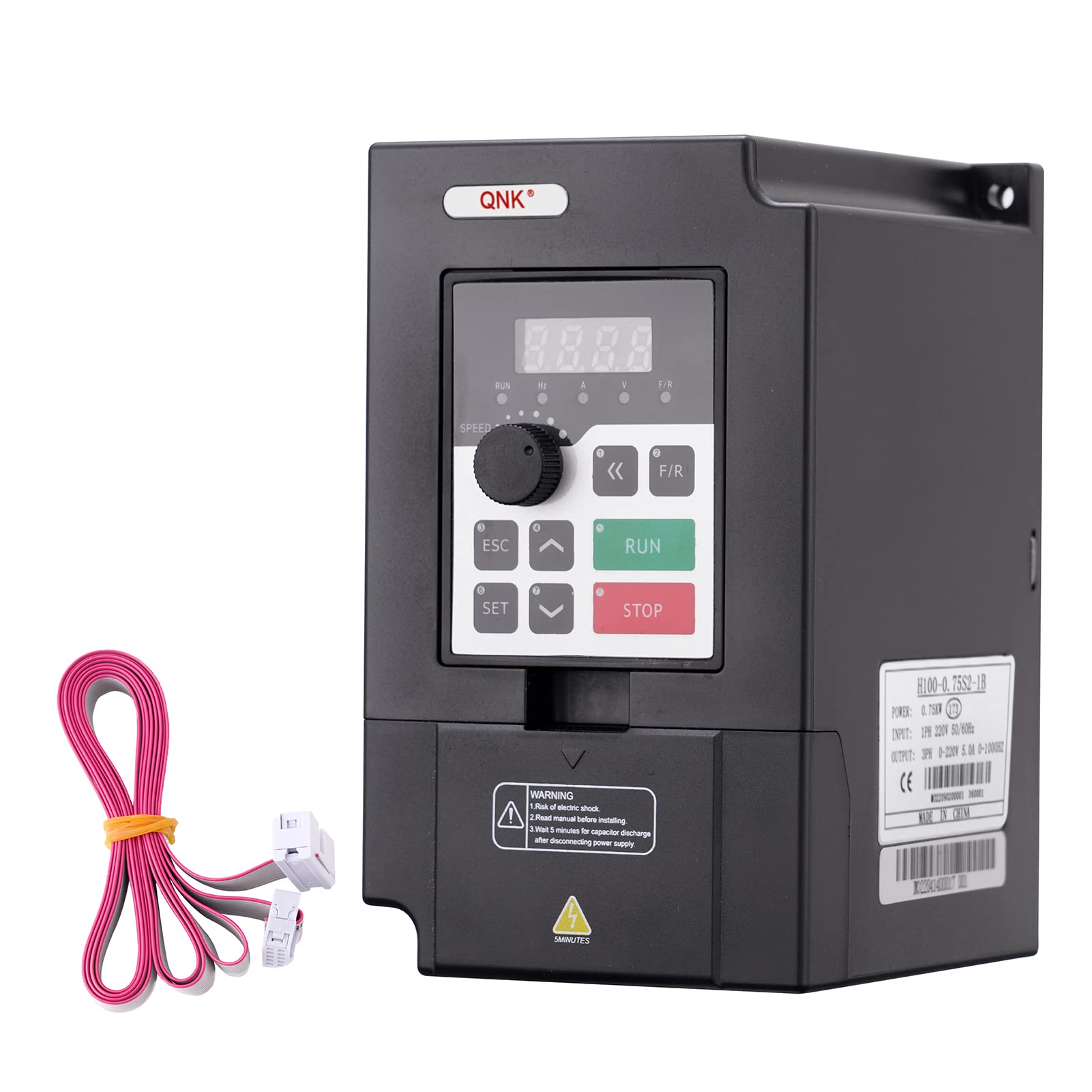 QNK VFD 0.75KW 1HP 220V AC 5A Single Phase to 3 Phase Converter Variable Frequency Drive CNC Spindle Motor Variable Speed Controller 50/60 hz Converter
