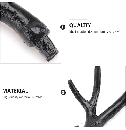 Miniatura 8 de FAVOMOTO Demon Horns - 1 par de diadema de cuernos de reno, tocado de cuerno de ciervo de Navidad, diadema de bricolaje, diadema de adorno para