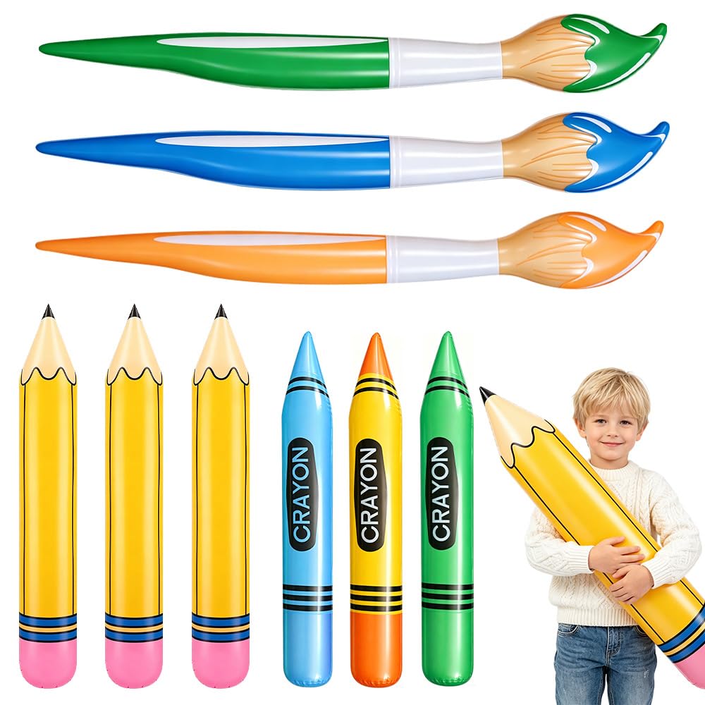 9 Pezzi Gigante Gonfiabile a Forma di Matita, Decorazioni per Scuola per Aule, Feste del Primo Giorno di Scuola e Celebrazioni di Benvenuto