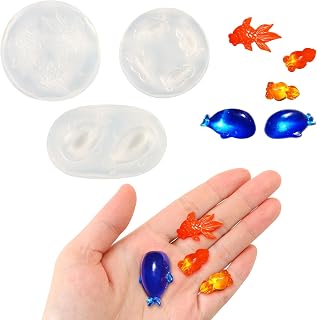 3Pcs Mini Goldfish Resin Silicone Molds Set 3D Simulation Cute Animal Epoxy Casting Molds for DIY Resin Micro Dollhouse Fairy Garden Miniatures Landscape Tiny Things Decor