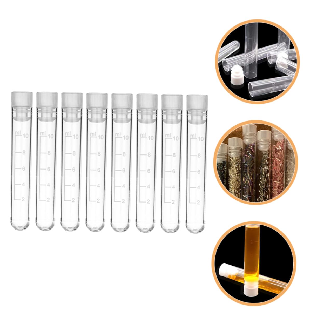 CIYODO 20-Pack 10ml Plastic Test Tubes Leakproof Screw Caps Storage Vials for Lab and Plant Experiments