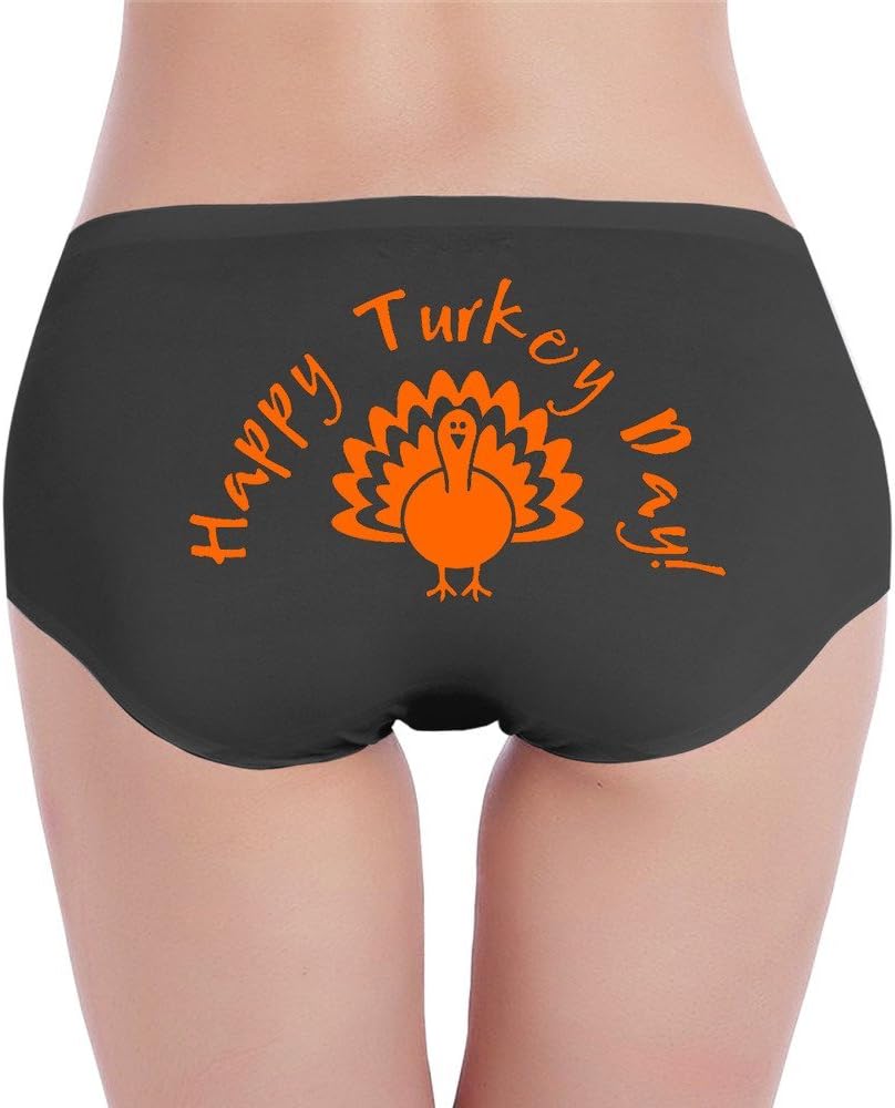 Happy Turkey Day Panties Thongs for Women Black