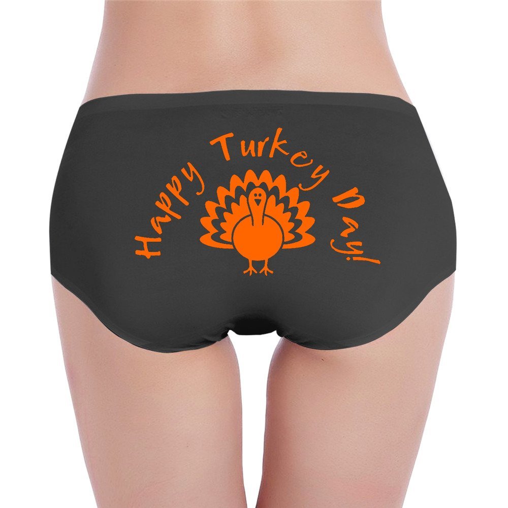 Happy Turkey Day Panties Thongs for Women Black