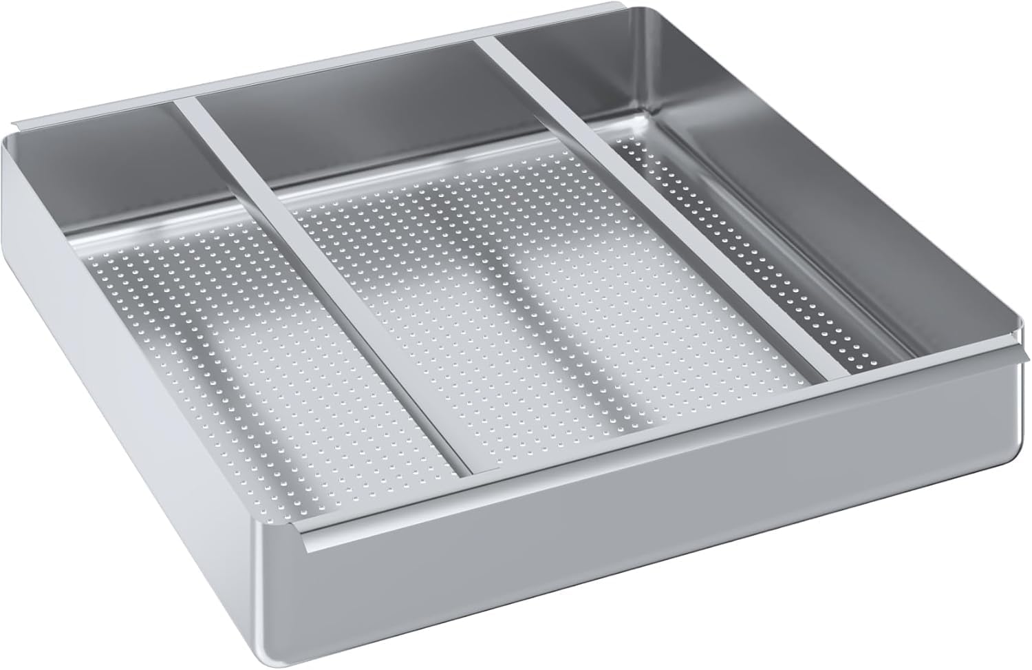 Pre-Rinse Basket with Stainless Steel Slides | Premium Quality Stainless Steel Scrap Basket for Commercial Sinks (23-1/2” x 23-1/2” x 4”)
