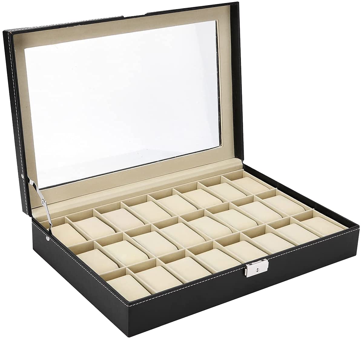 SKEIDO 24 Pcs Watches Jewelry Storage Box Organizer Case Black
