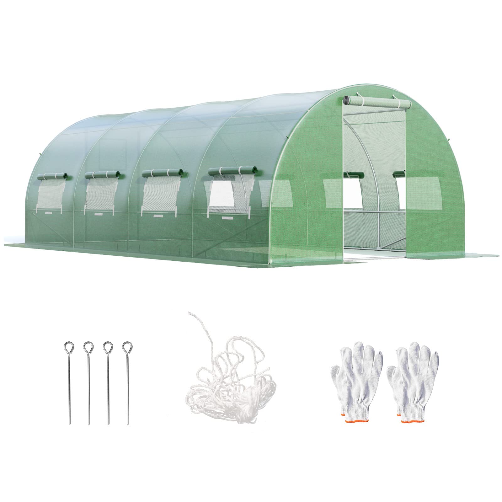 HOMASIS Serra da Giardino in Pellicola, Serra Tunnel con Finestre e Porte Avvolgibili, Serra per Orto Robusta, Verde (6 x 3 x 2 m)