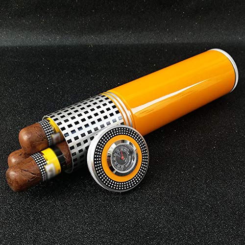 Porte-cigarettes Boîte à cigares en acier inoxydable Étanche et étanche à l'humidité Cigare de grande capacité Hydratant Peut Étui à cigarettes en cylindre métallique portable, peut accueillir 3 Cover
