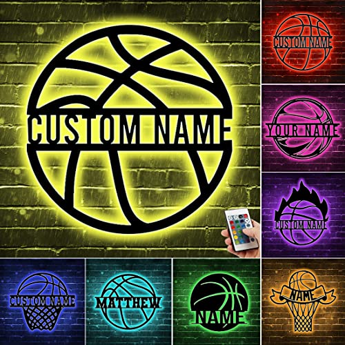 Personalized Basketball Name Sign Metal Basketball Wall...