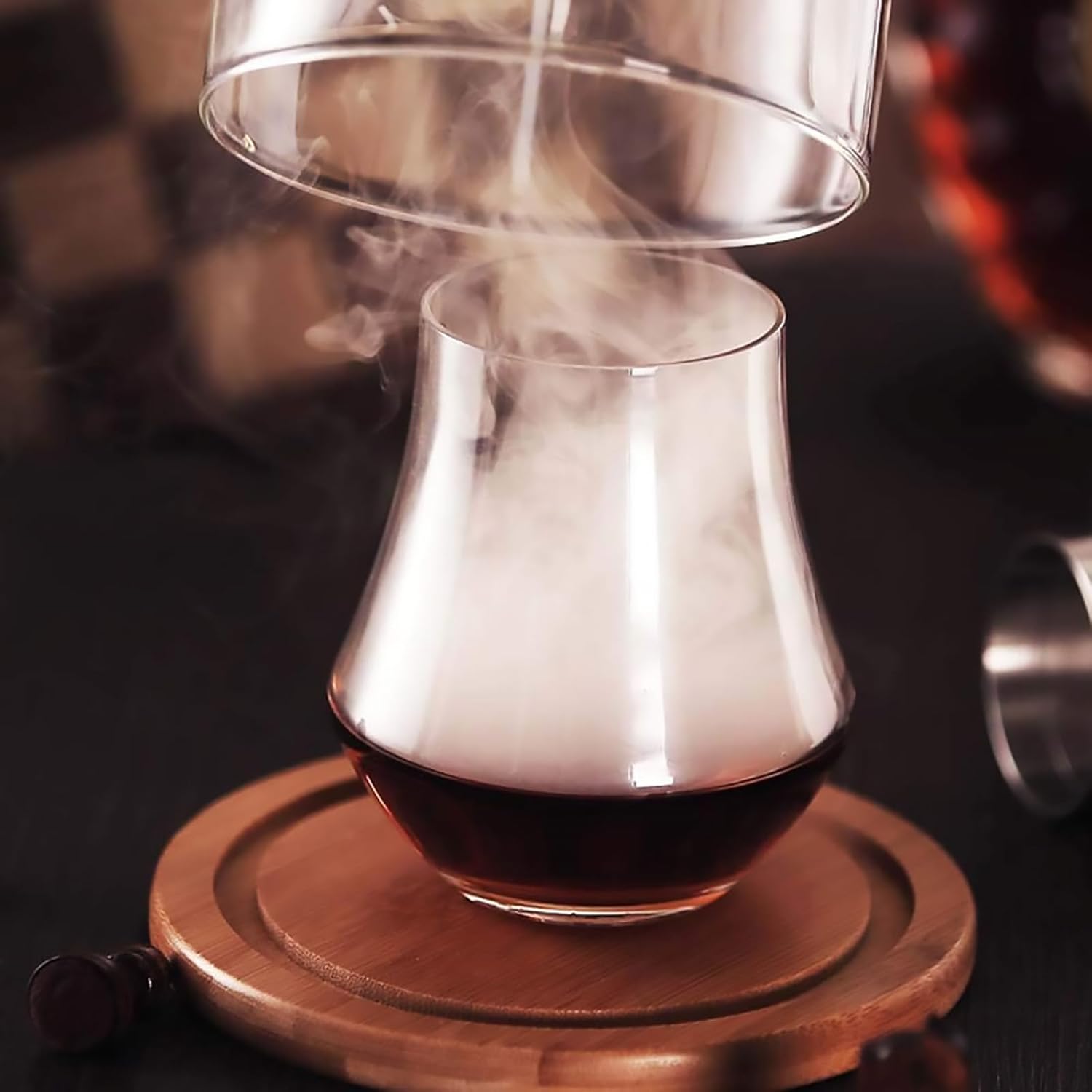 MIAOLLUN Smoking Gun Dome for Cocktails, 7" X 4.7" Smoking Gun Dome Glass with Base for Cold Smoke, Smoking Cloche for Cold Smoke, Smoking Cloche for Drinks