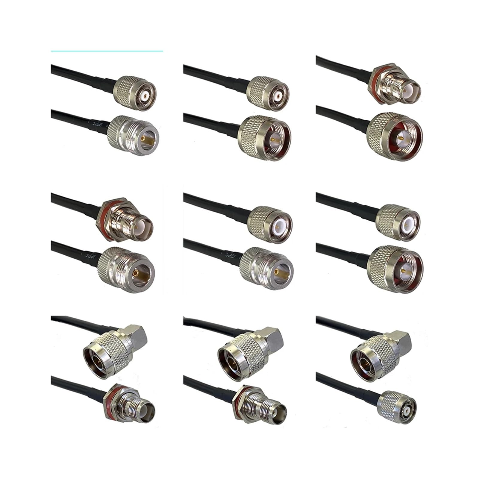 Cavo jumper RF dritto e ad angolo retto RG58 N a TNC RP TNC maschio e jack femmina 6 pollici ~ 30 m(N M90 to TNC F,5M)