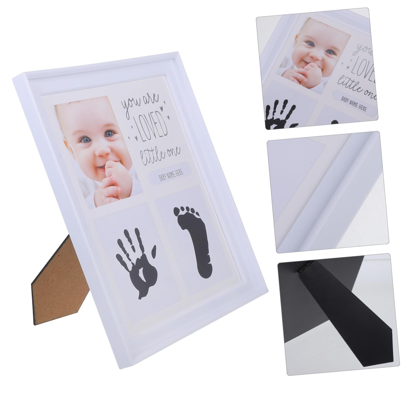 HANABASS 5 Stück Neugeborenen Fotorahmen Andenken Bilderrahmen Weiß Hand und Fußabdruckrahmen Fotohalter für Erste Jahr Erinnerungen Babyzimmer Dekoration