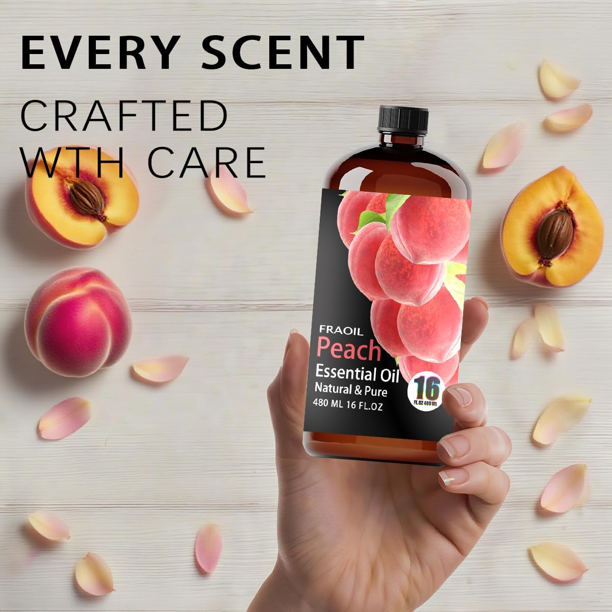 Peach Essential Oil, Peach Oil 16 Fl Oz 480 ML for Diffuser Humidifier Yoga Cleaning DIY Candle Soap Making Perfume Gift for Women Essential Oils - Image 3