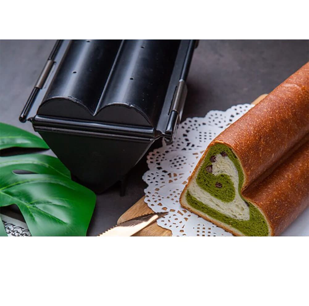 Molde para pan Pullman en forma de corazón con tapa, molde de aluminio antiadherente para hornear pan para tostadas caseras, utensilios para hornear negros