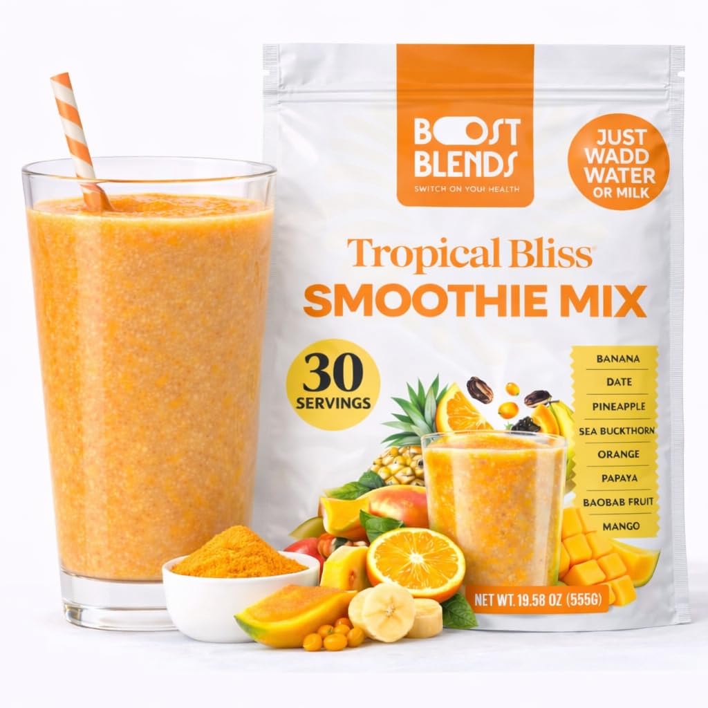 Tropical Smoothie Powder & Smoothie Mix – Freeze Dried Tropical Fruit Blend, No Added Sugar, Vegan, Ready in Seconds, 30 Servings