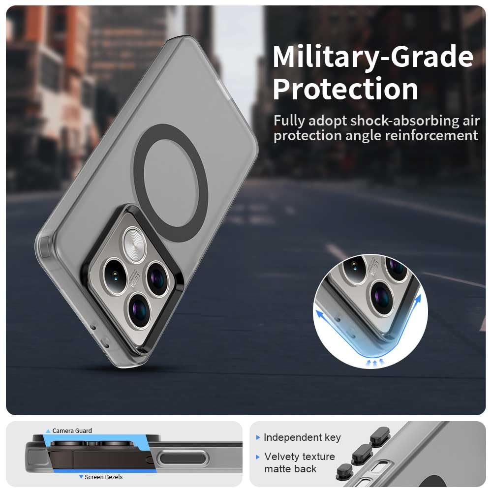 HAOYE Cover Per Xiaomi 14T 5G Con Anello Rotante E Supporto Magnetico - Custodia Traslucida Rossa - Doppio Strato TPU E PC - Antigraffio E Antiurto