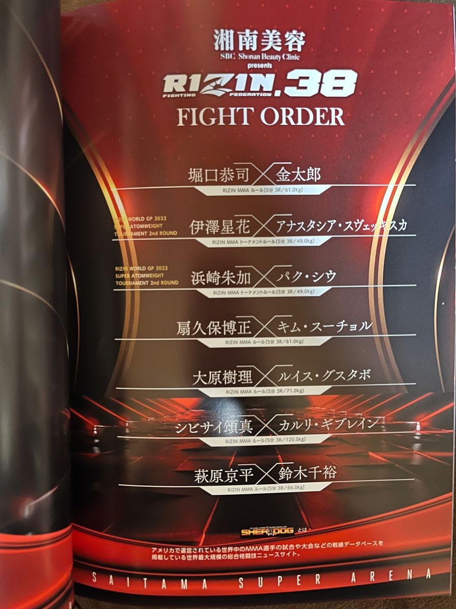 RIZIN　パンフレット　６冊セット Amazon.co.jp: RIZIN／超RIZIN／RIZIN38／パンフレット／朝倉