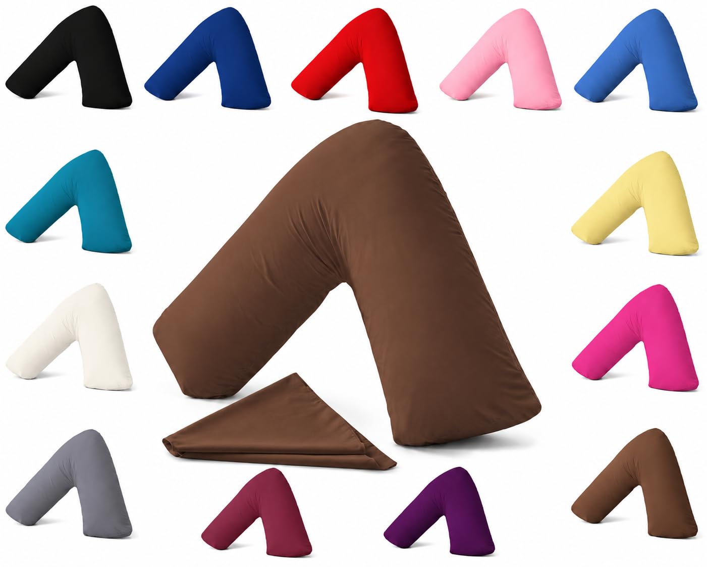 AmigoZone Plain Polycotton Back & Neck Support V Shaped Pillowcase Orthopedic/Pregnency/Nursing Pillow Case (Chocolate) โ image 1