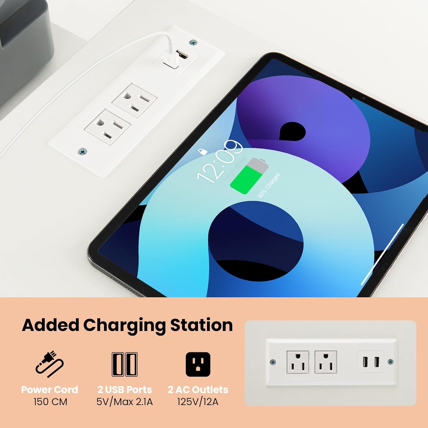 Хувьсах гүйдлийн залгуур болон USB порттой нэгдсэн цэнэглэгч станцын ойрын зураг