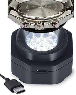 CoolFire - Type-C UV Free Solar Watch Fast Charger for All Eco Solar Watches for Men, Reloj Hombre Portable Battery Charger, for All Kinds of Sophisticated eco Solar Watches (Black)