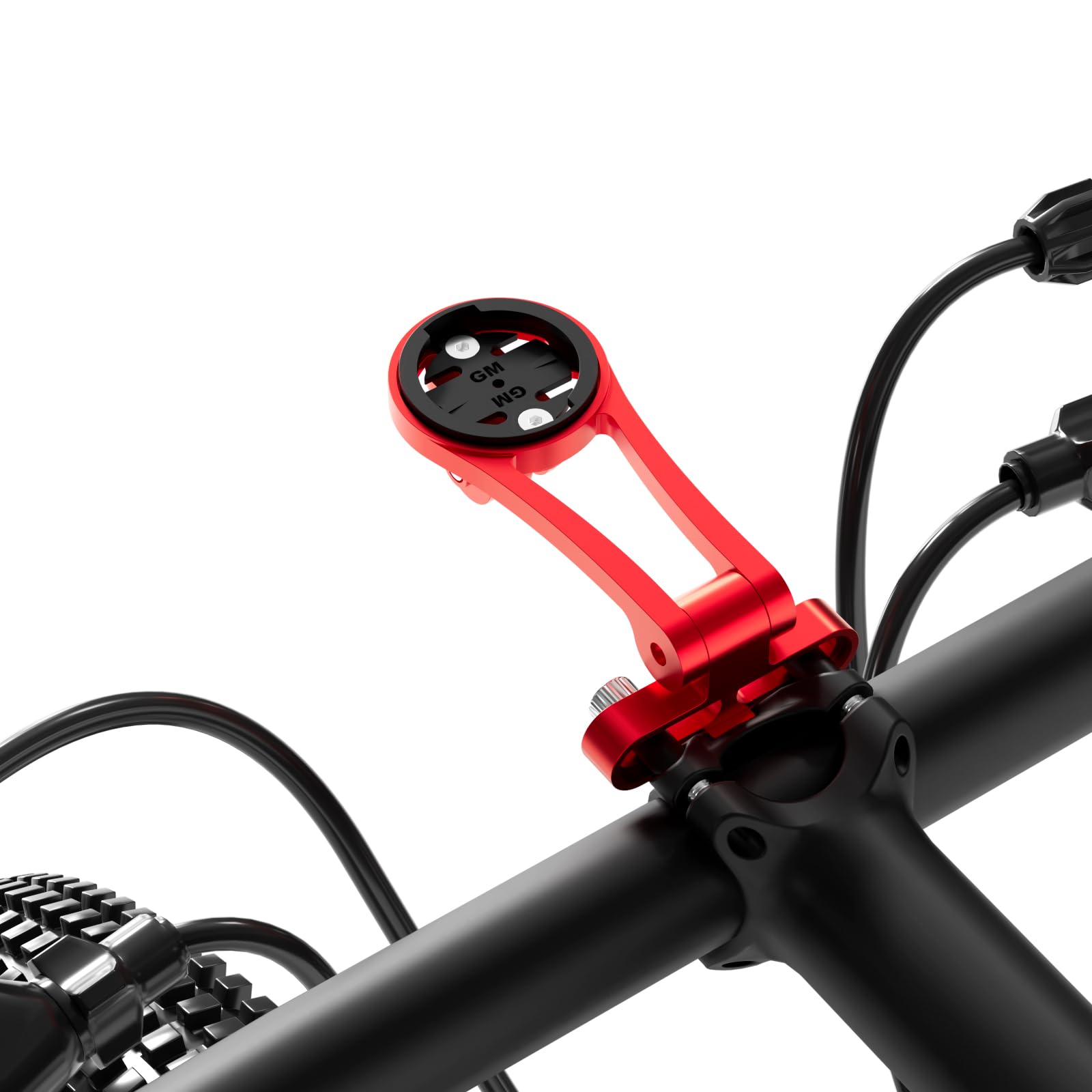 Adjustable 38mm Bike Stem Computer Mount for Garmin Edge Explore， Lightweight Aluminum GPS Out Front Mounts, Flashlight and Action Camera Install， Combo Compatible with Bryton, Wahoo, and CATEYE Red